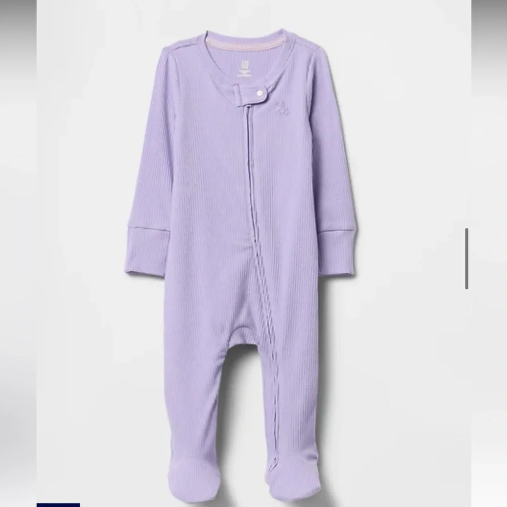 GAP Baby First Favorites‎ Footed One-Piece Warm Violet Ribbed NWT 0-3M Zipper